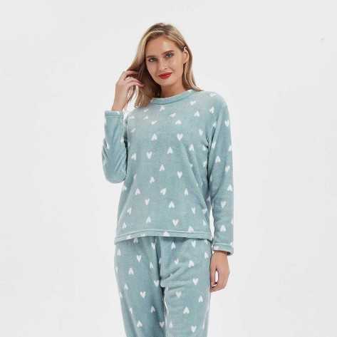 Pijama coral Olga verde tiffany ropa-de-estar-por-casa
