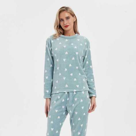 Pijama coral Olga verde tiffany ropa-de-estar-por-casa