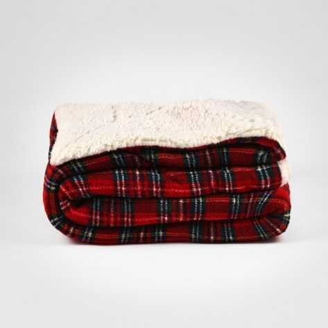 Manta sherpa Cuadrín rojo mantas-sherpa