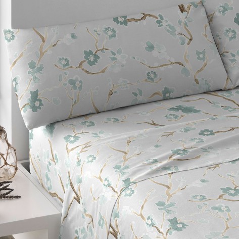 Juego de sábanas algodón Samanta verde tiffany cama-105