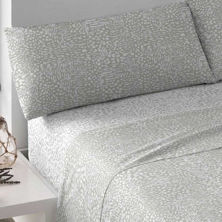 Juego de sábanas algodón Mati gris cama-105