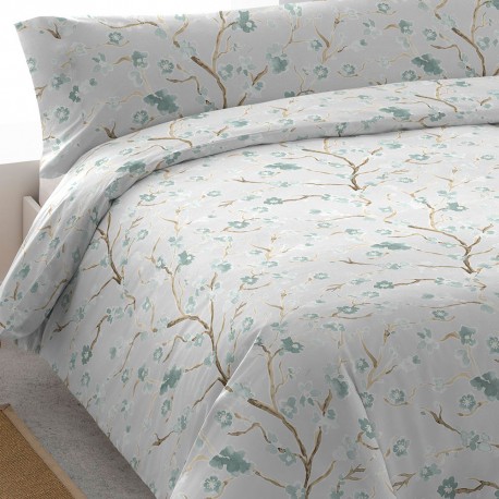 Funda nórdica algodón Samanta verde tiffany cama-90