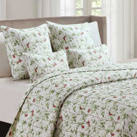 Colcha bouti Colibri verde cama-90