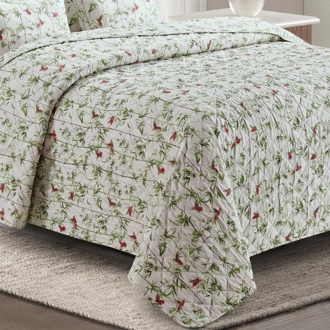 Colcha bouti Colibri verde cama-90