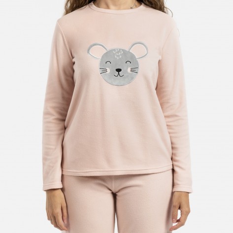 Pijama polar Mouse rosa palo pijamas-de-invierno-de-mujer