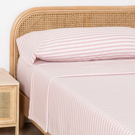 Juego de sábanas pirineo Raya horizontal rosa bebe cama-90