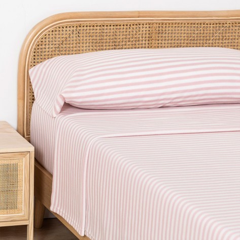 Juego de sábanas pirineo Raya horizontal rosa bebe cama-90