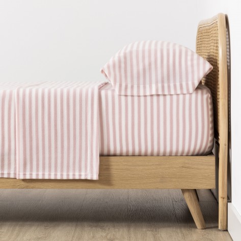 Juego de sábanas pirineo Raya horizontal rosa bebe cama-90