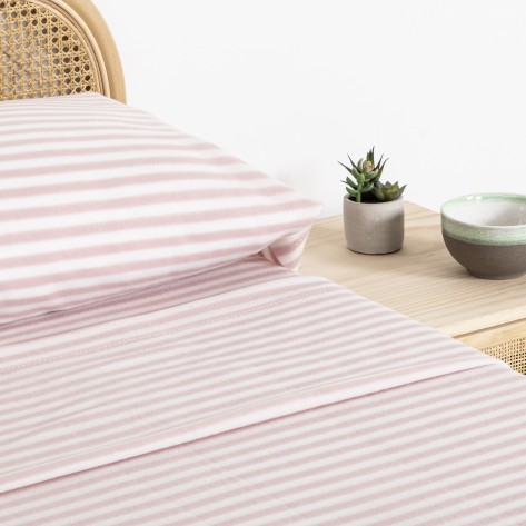 Juego de sábanas pirineo Raya horizontal rosa bebe cama-90