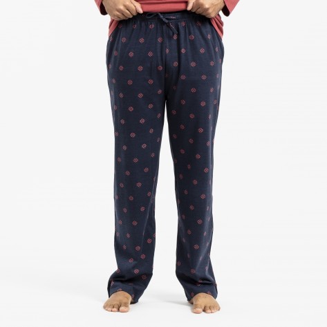 Pijama largo algodón hombre Etnico burdeos hombre