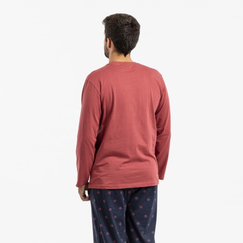 Pijama largo algodón hombre Etnico burdeos hombre