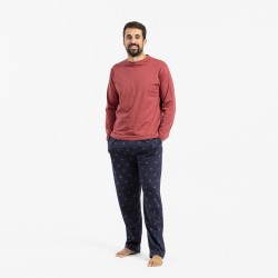 Pijama largo algodón hombre Etnico burdeos hombre