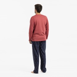 Pijama largo algodón hombre Etnico burdeos hombre