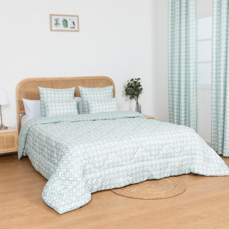 Edredón estampado Pompa verde tiffany cama-90