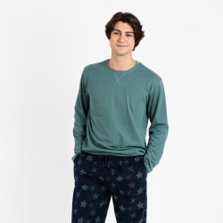 Pijama hombre franela Star Fish verde tiffany ropa-de-estar-por-casa