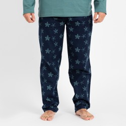 Pijama hombre franela Star Fish verde tiffany ropa-de-estar-por-casa