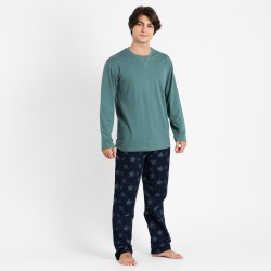 Pijama hombre franela Star Fish verde tiffany ropa-de-estar-por-casa