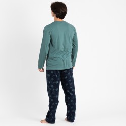 Pijama hombre franela Star Fish verde tiffany ropa-de-estar-por-casa