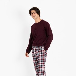 Pijama hombre franela Bernardo burdeos ropa-de-estar-por-casa