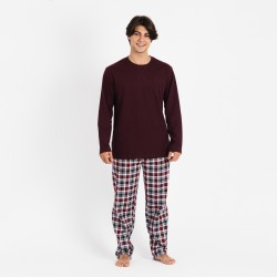 Pijama hombre franela Bernardo burdeos ropa-de-estar-por-casa