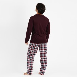 Pijama hombre franela Bernardo burdeos ropa-de-estar-por-casa