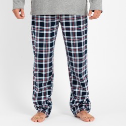 Pijama hombre franela Cuadro Wells gris ropa-de-estar-por-casa