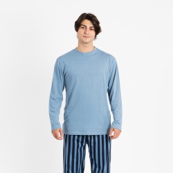 Pijama largo algodón hombre Luismi indigo ropa-de-estar-por-casa