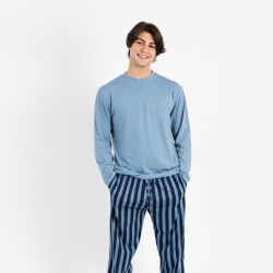Pijama largo algodón hombre Luismi indigo ropa-de-estar-por-casa