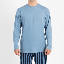Pijama largo algodón hombre Luismi indigo ropa-de-estar-por-casa
