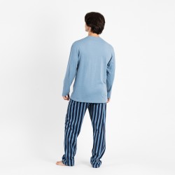 Pijama largo algodón hombre Luismi indigo ropa-de-estar-por-casa