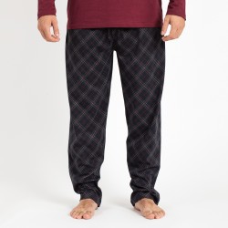 Pijama largo algodón hombre Cuadro Friche burdeos ropa-de-estar-por-casa