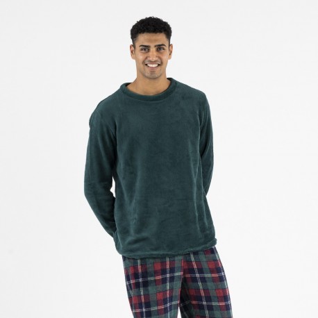 Pijama coral hombre Cuadro Danés verde hombre