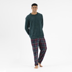 Pijama coral hombre Cuadro Danés verde hombre