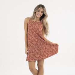 Vestido corto tirantes crepe Allende teja vestidos-mujer