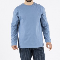 Pijama largo algodón hombre Diamante indigo pijama-algodon