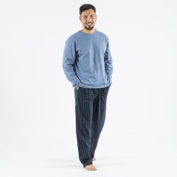 Pijama largo algodón hombre Diamante indigo pijama-algodon