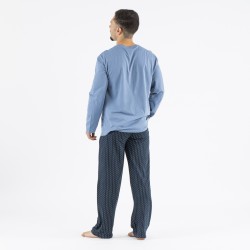 Pijama largo algodón hombre Diamante indigo pijama-algodon