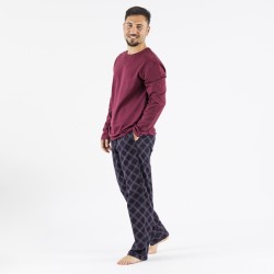 Pijama hombre franela Cuadro Friche burdeos pijama-franela