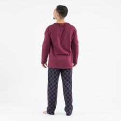 Pijama hombre franela Cuadro Friche burdeos pijama-franela