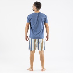 Pijama corto algodón hombre Raya Cap azul marino pijamas-cortos-hombre