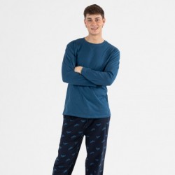 Pijama hombre franela Harley indigo pijama-franela