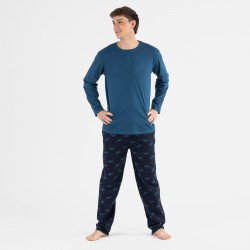 Pijama hombre franela Harley indigo pijama-franela