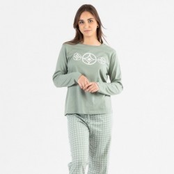 Pijama largo algodón Pompa verde caceria pijama-largo-algodon