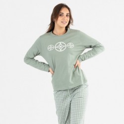 Pijama largo algodón Pompa verde caceria pijama-largo-algodon