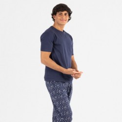 Pijama hombre manga corta Yelco azul marino pijama-manga-corta