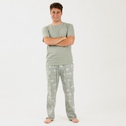 Pijama hombre manga corta Peter verde caceria pijama-manga-corta