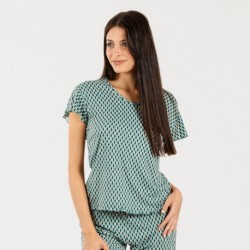 Pijama manga corta mujer soft Dueña verde pijama-corto-sedoso