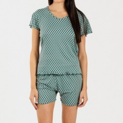 Pijama manga corta mujer soft Dueña verde pijama-corto-sedoso