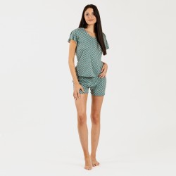 Pijama manga corta mujer soft Dueña verde pijama-corto-sedoso
