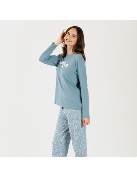 Pijama largo algodón Madrigal indigo pijama-largo-algodon